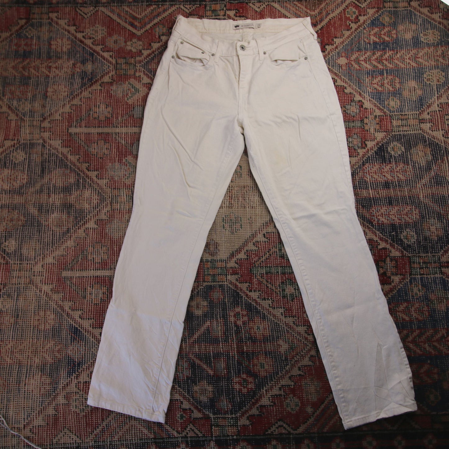 Levi's 505 W30 L30 Straight Leg Regular Fit White Denim Jeans