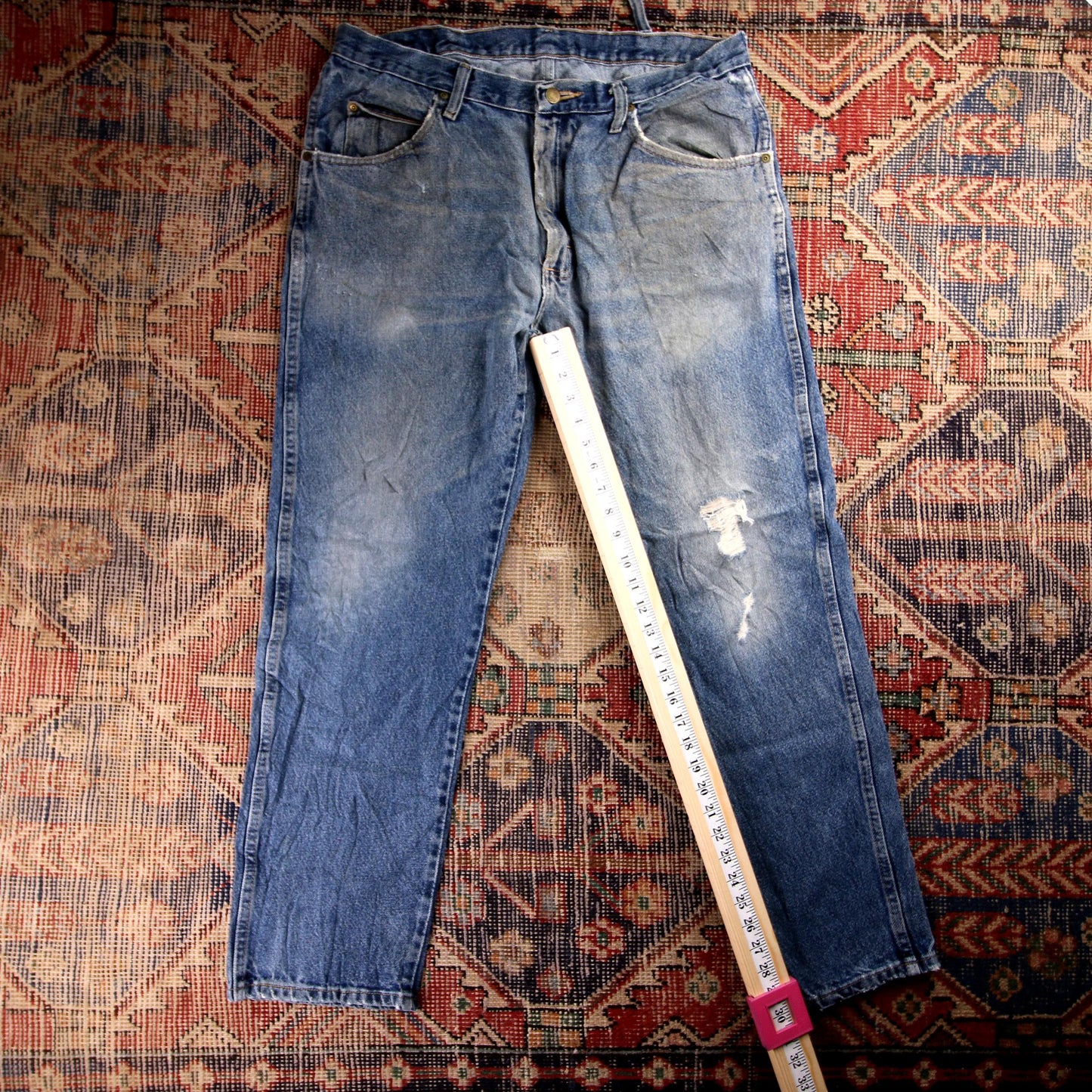 Wrangler W36 L30 Straight Leg Blue Denim Jeans