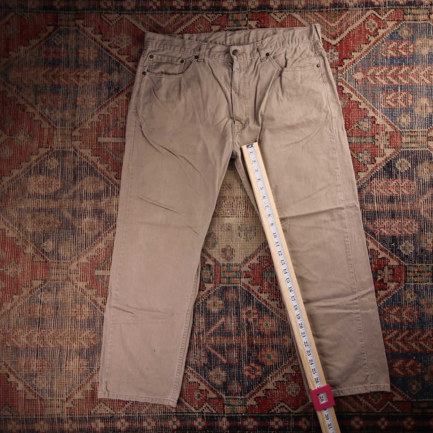 Levi's 505 W38 L28 Straight Leg Regular Fit Beige Denim Jeans