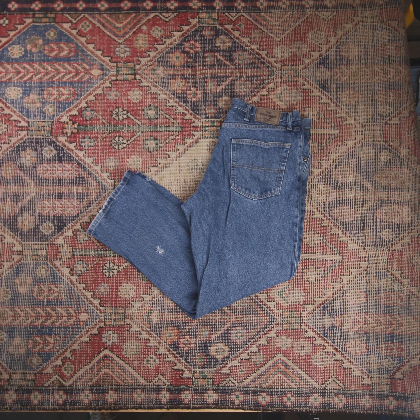 Wrangler W34 L29 Straight Leg Relaxed Fit Blue Denim Jeans