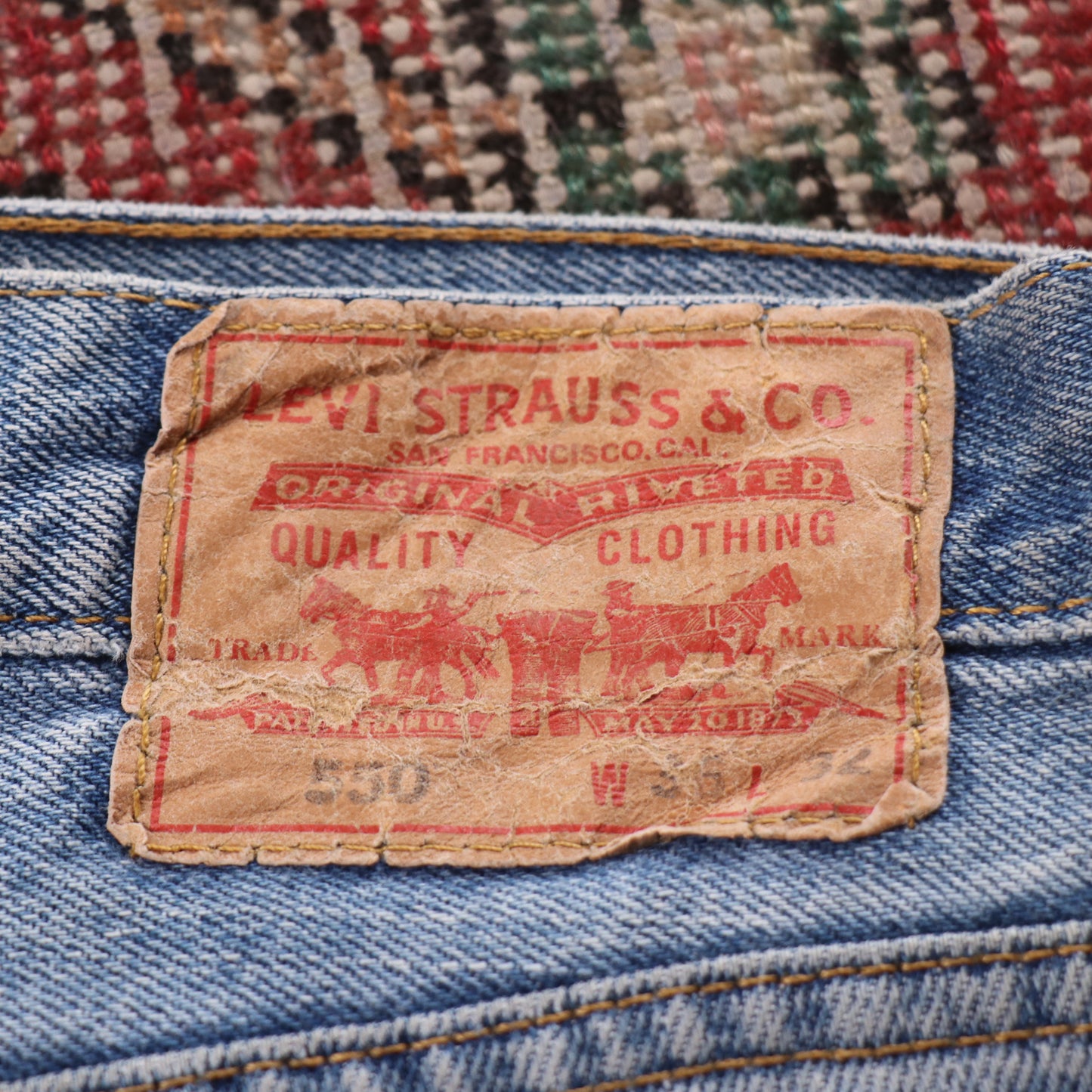 Levi's 550 Red Tab W36 L31 Tapered Leg Relaxed Fit Blue Denim Jeans