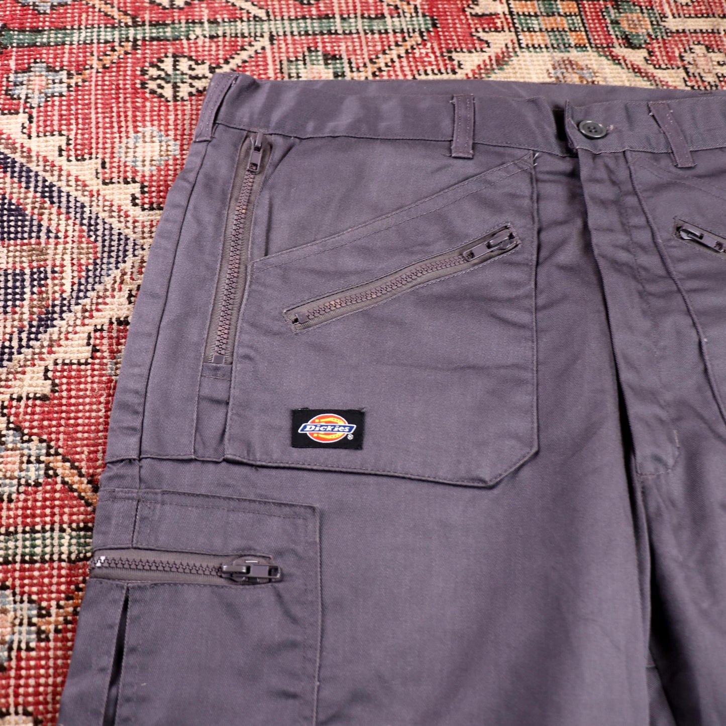 Dickies Double Knee W40 L30 Cargo Grey Cotton Blend Trousers
