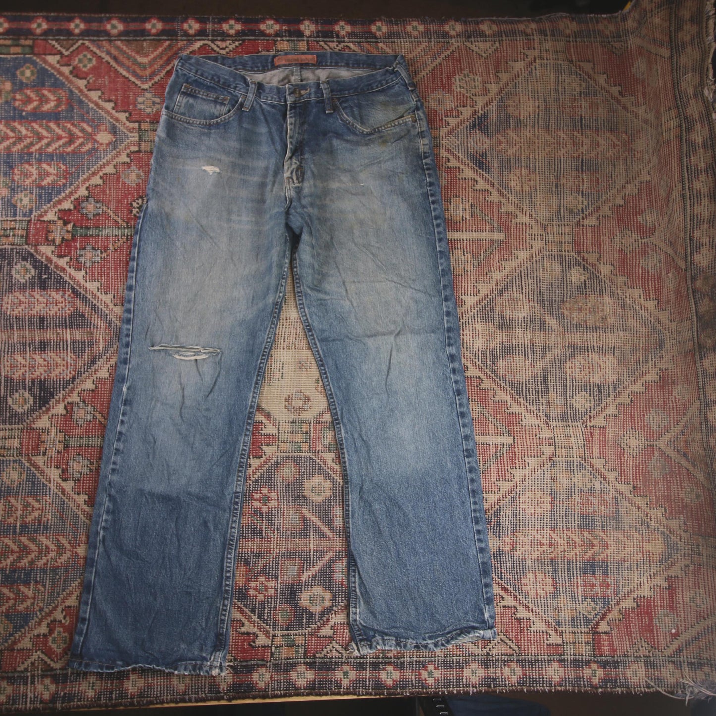 Lee W34 L30 Bootcut Relaxed Fit Classic Ripped Style Blue Denim Jeans