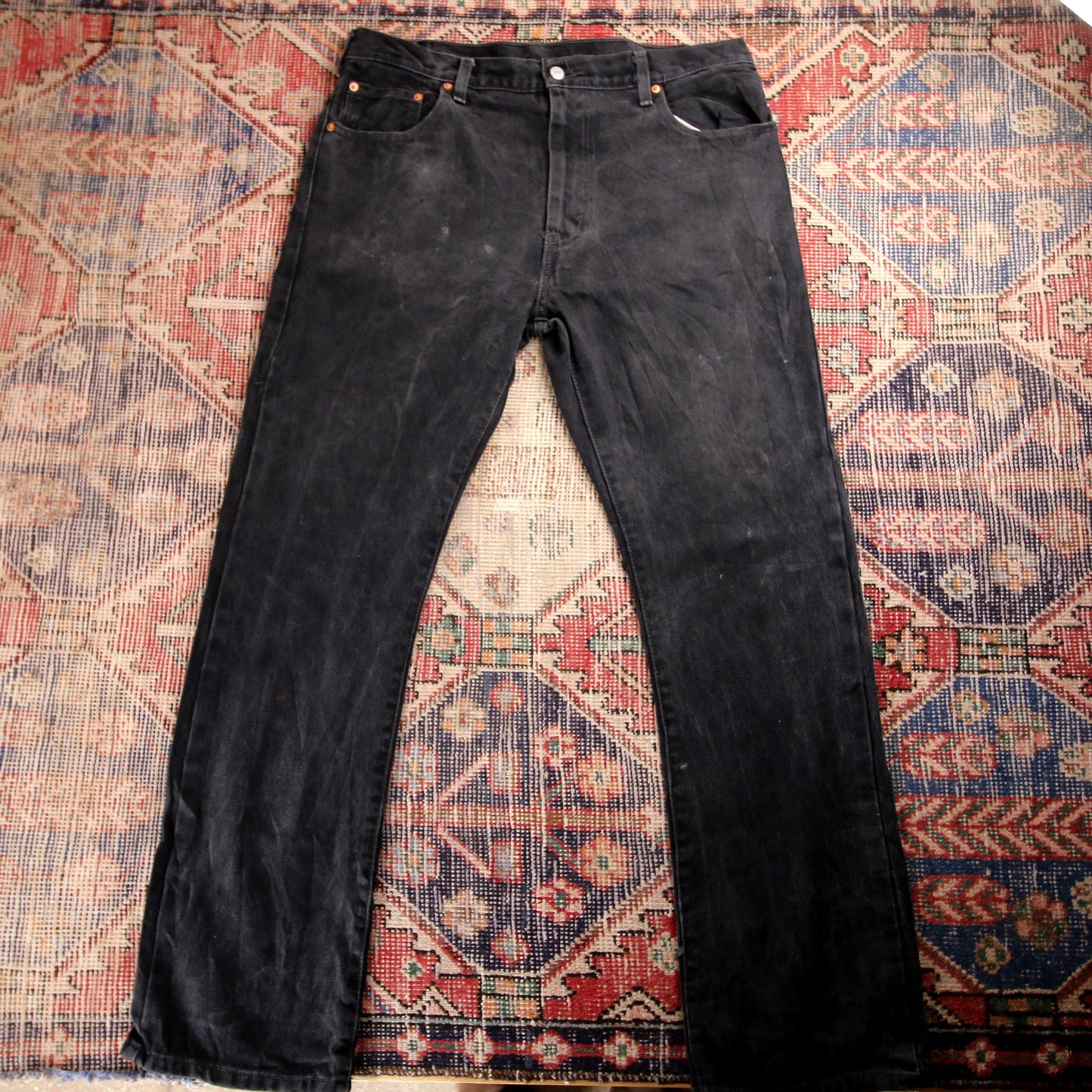 Levi's W36 L32 Straight Leg Loose Fit Black Denim Jeans