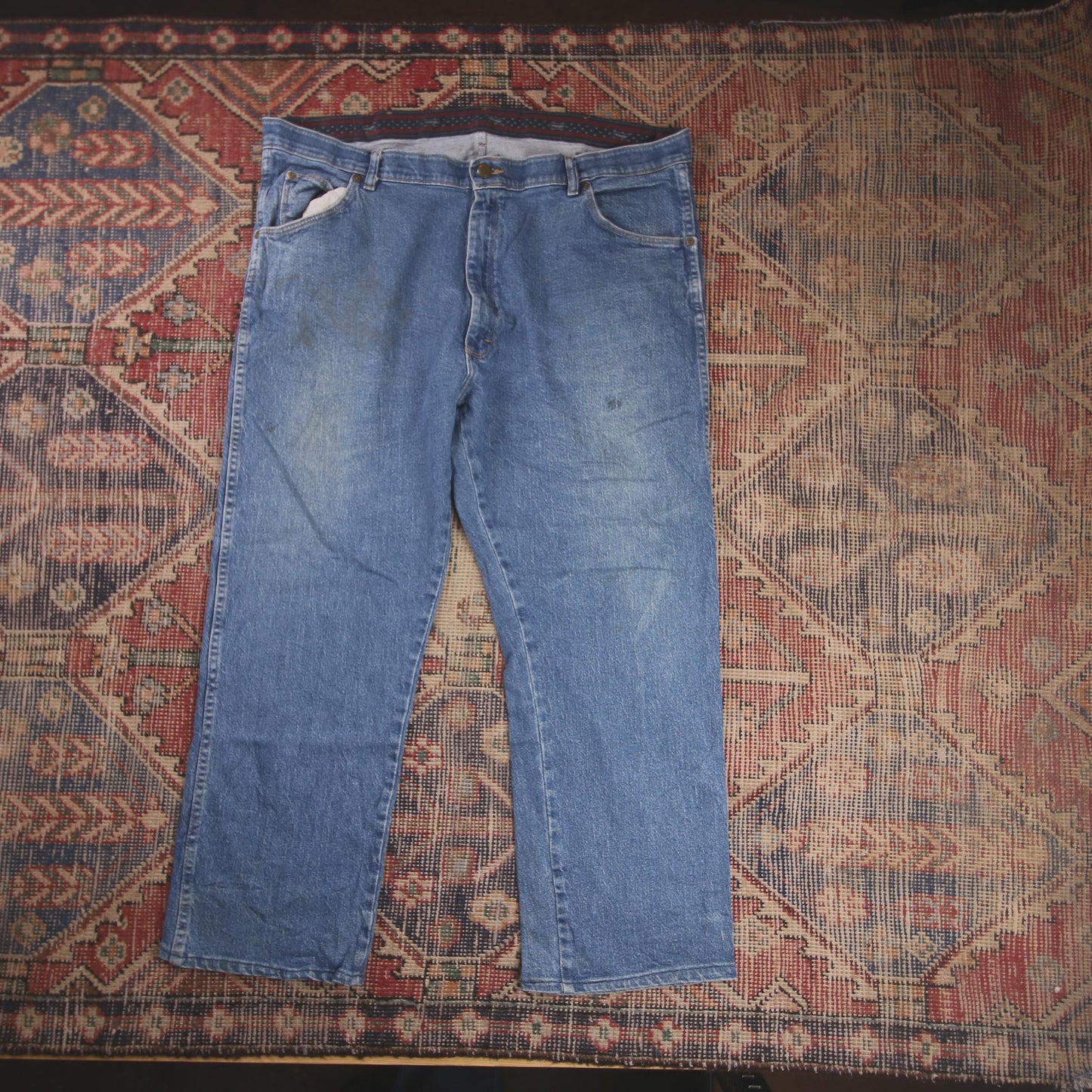 Wrangler W40 L26 Straight Leg Relaxed Fit Blue Denim Jeans