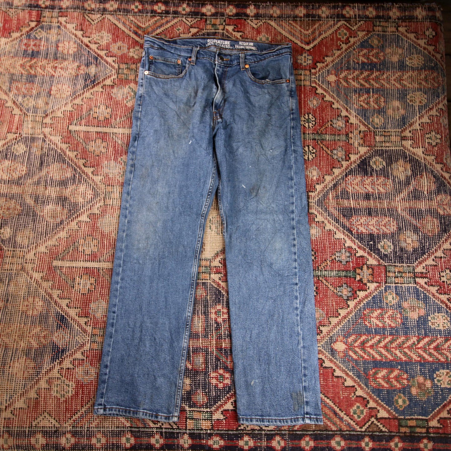 Levi's Signature W32 L28 Straight Leg Regular Fit Blue Denim Jeans