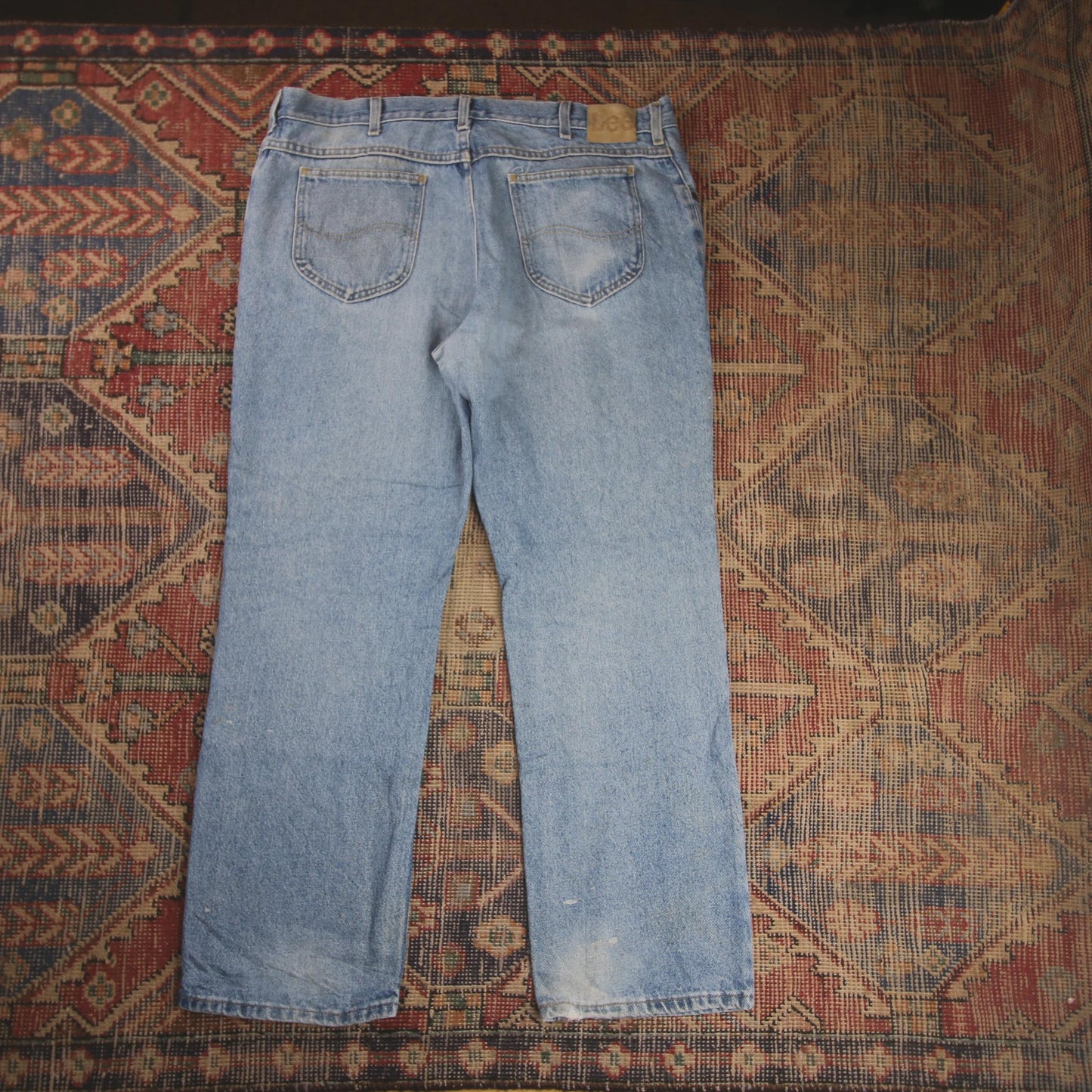 Lee W38 L28 Straight Leg Loose Fit Blue Denim Jeans
