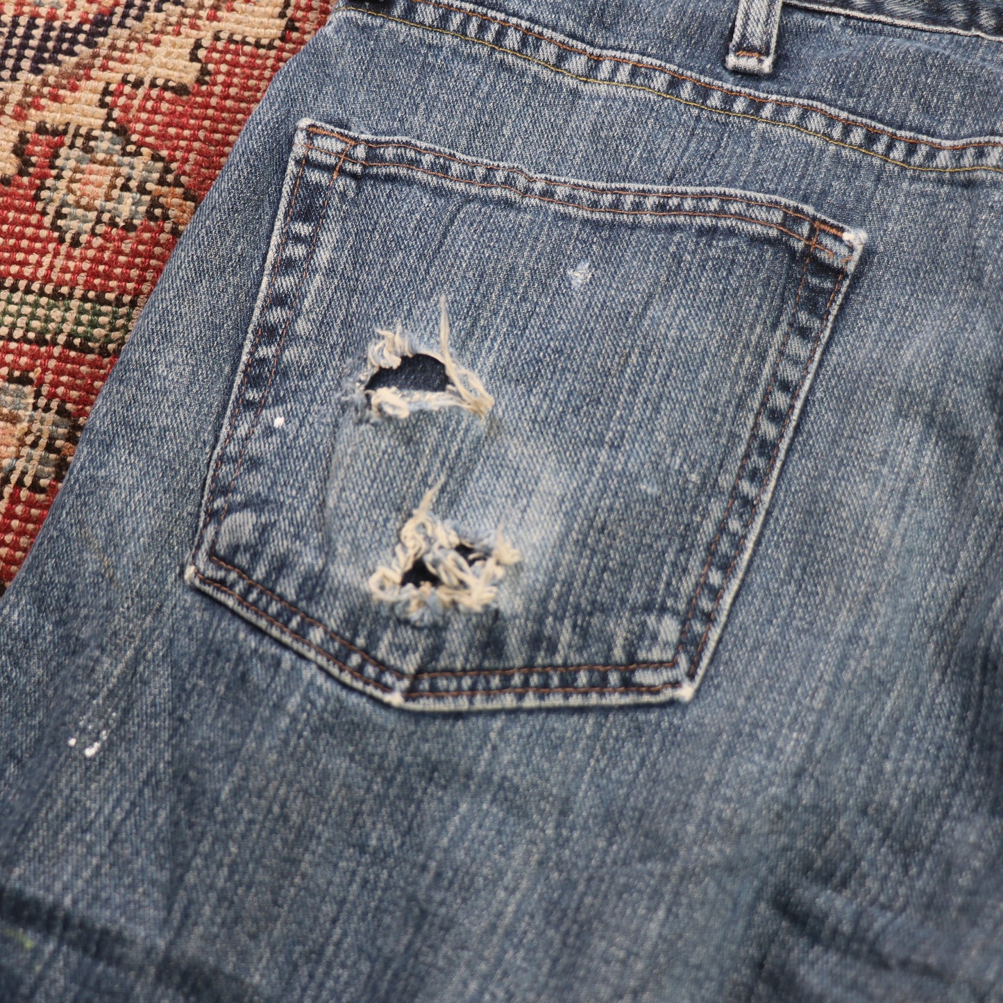 Wrangler W38 L30 Straight Leg Relaxed Fit Blue Denim Jeans