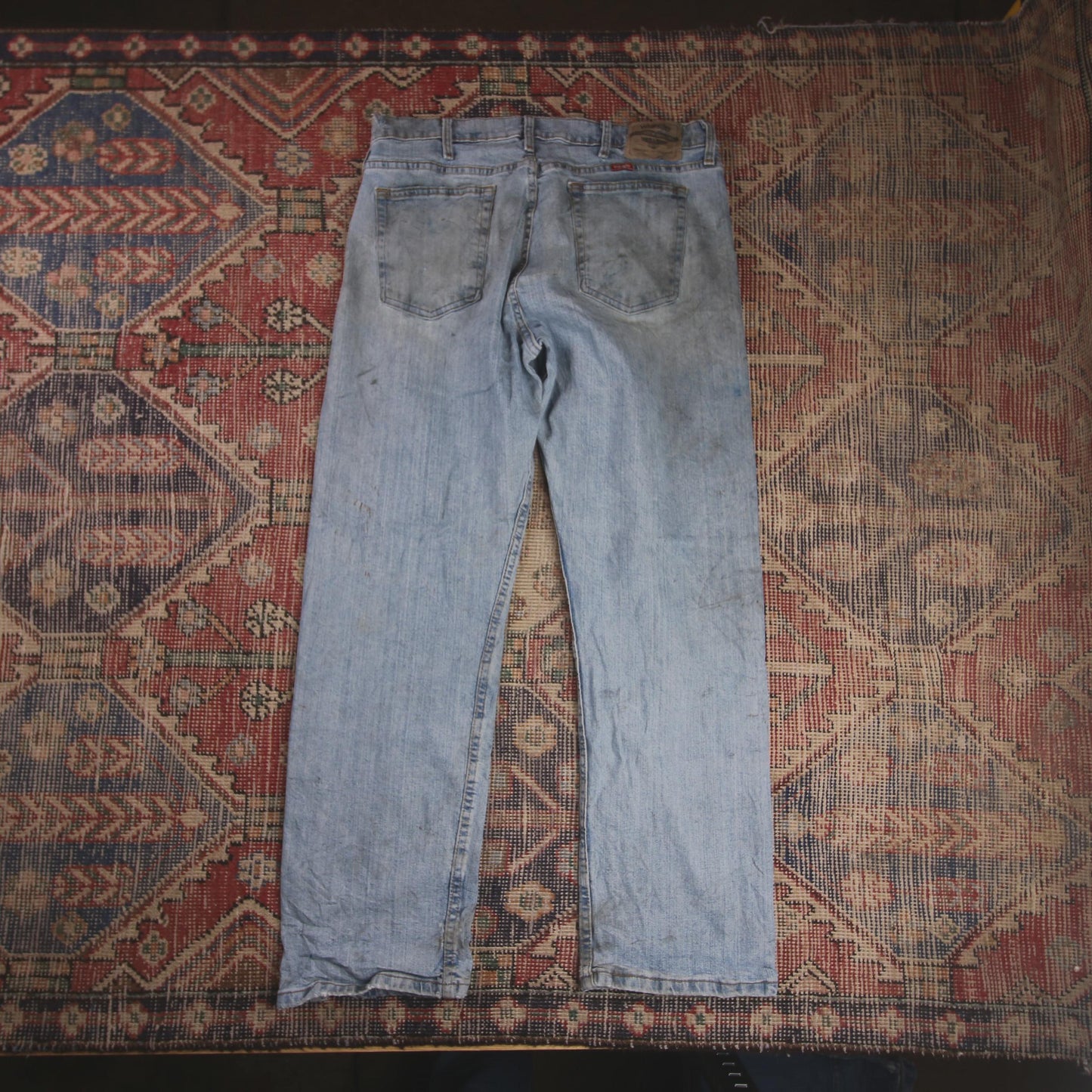 Wrangler W34 L28 Straight Leg Relaxed Fit Blue Denim Jeans