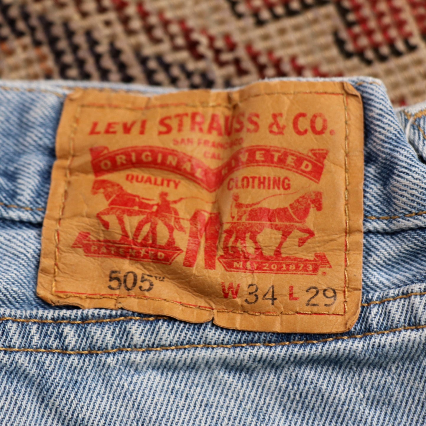 Levi's 505 W34 L28 Straight Leg Regular Fit Blue Denim Jeans