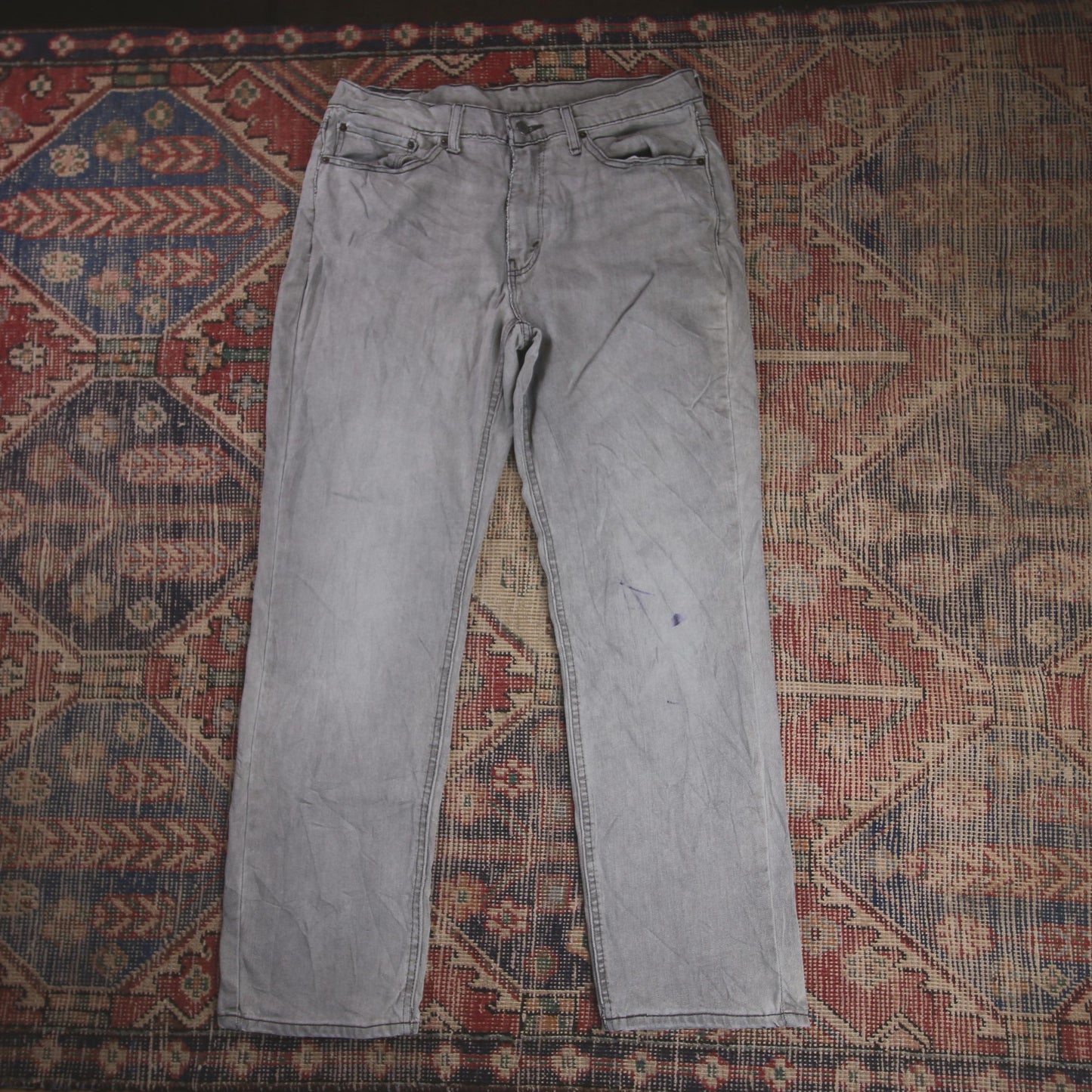 Levi's W34 L30 Straight Leg Loose Fit Grey Denim Jeans