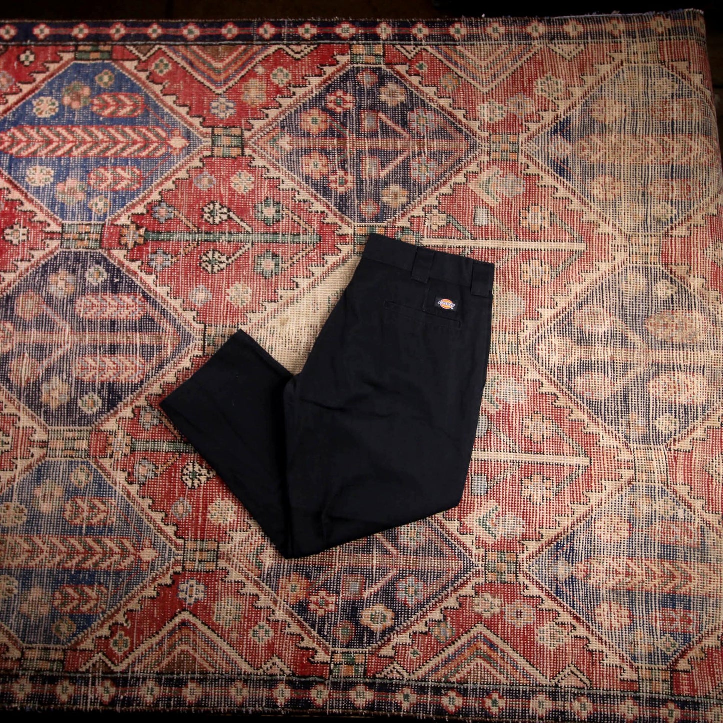Dickies W34 L24 Straight Leg Slim Fit Black Cotton Blend Trousers