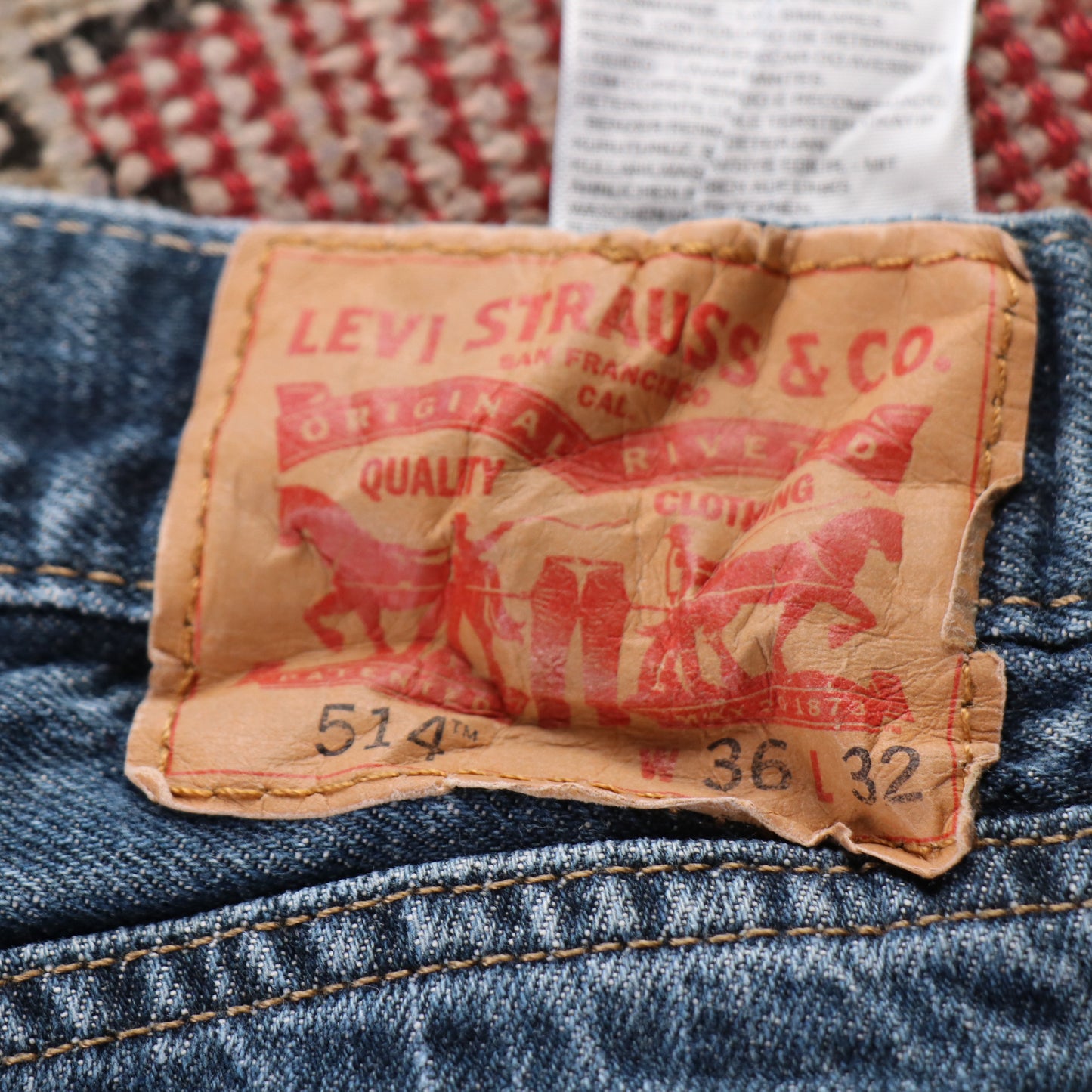 Levi's 514 Red Tab W32 L29 Straight Leg Blue Denim Jeans