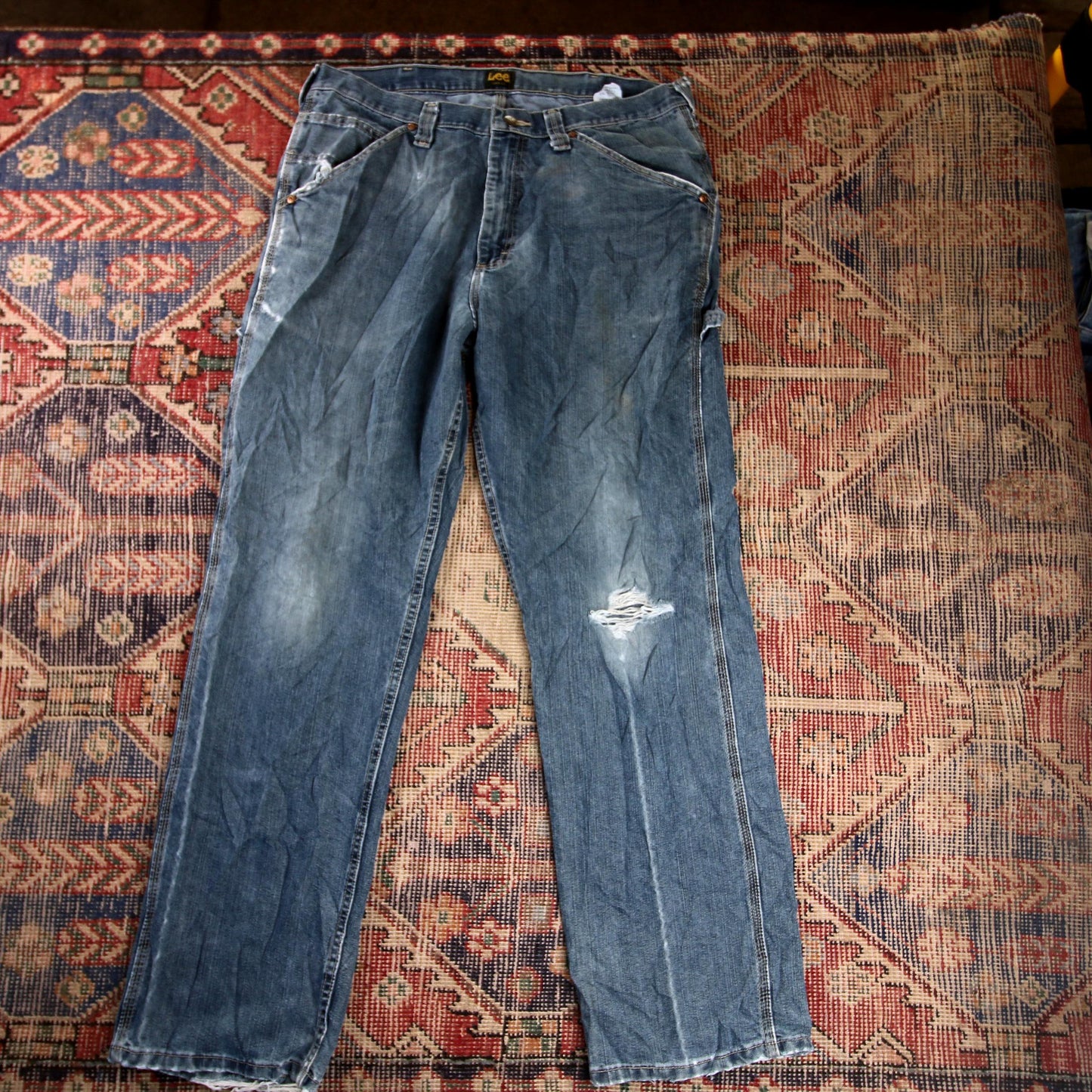 Lee W36 L31 Carpenter Classic Ripped Style Blue Denim Jeans