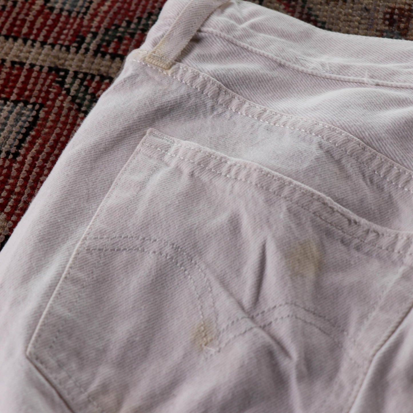 Levi's Red Tab W26 L27 Straight Leg White Denim Jeans