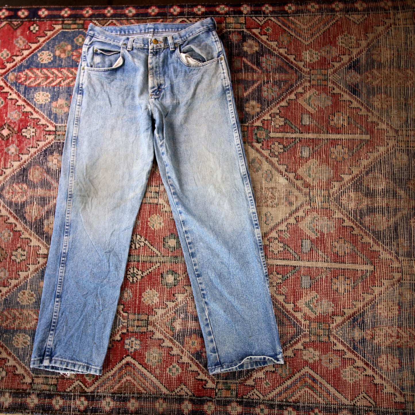Wrangler W32 L30 Straight Leg Relaxed Fit Blue Denim Jeans