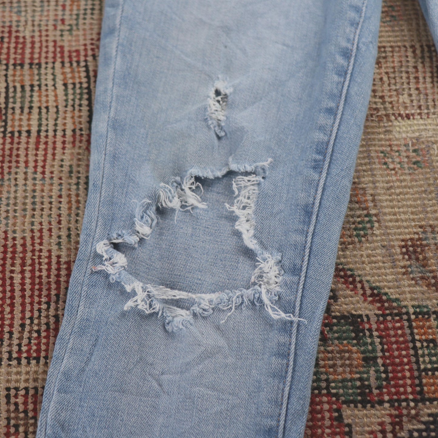 Levi's 721 W24 L25 Skinny Classic Ripped Style Blue Denim Jeans