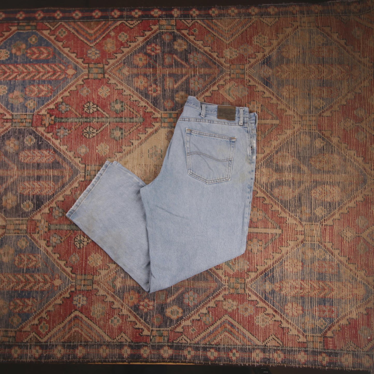 Lee W36 L29 Tapered Leg Relaxed Fit Classic Ripped Style Blue Denim Jeans