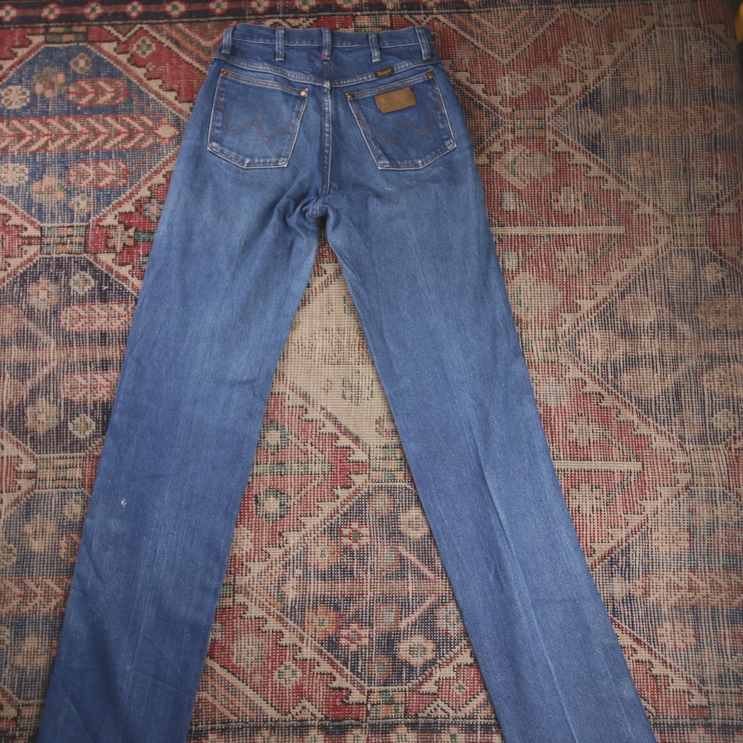 Wrangler W28 L35 Wide-Leg Blue Denim Jeans