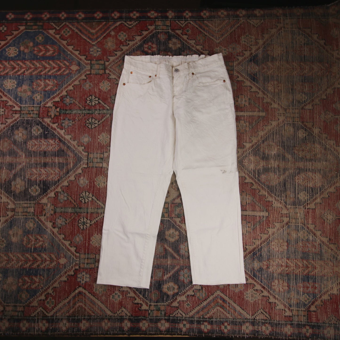 Levi's W32 L23 Straight Leg Loose Fit White Denim Jeans