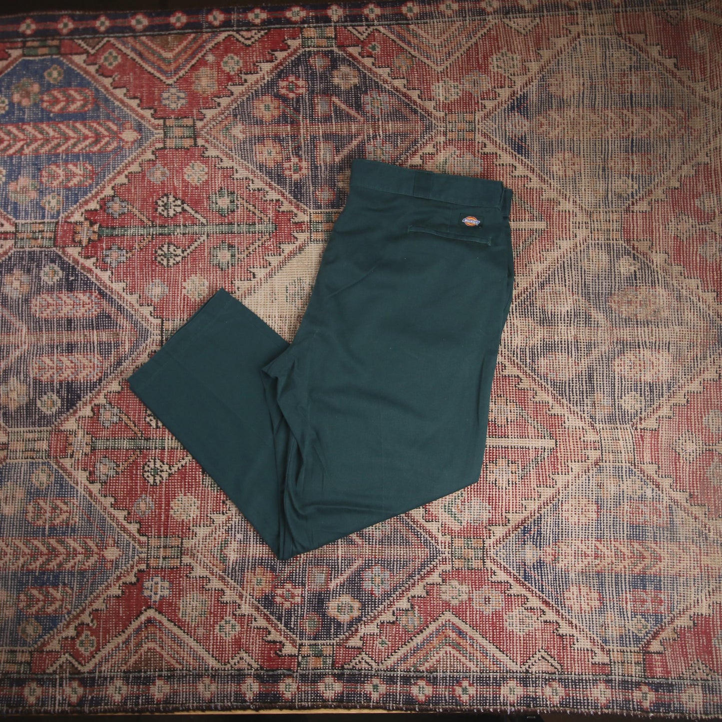 Dickies W44 L28 Straight Leg Green Cotton Blend Trousers