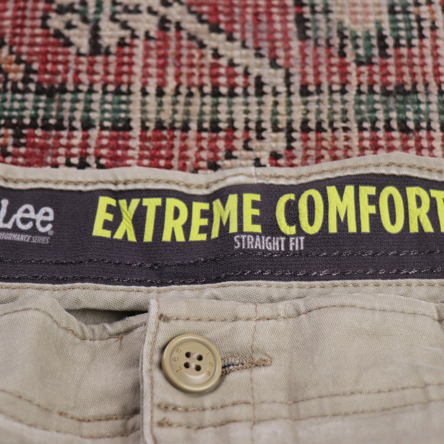 Lee W36 L27 Straight Leg Regular Fit Beige Denim Trousers