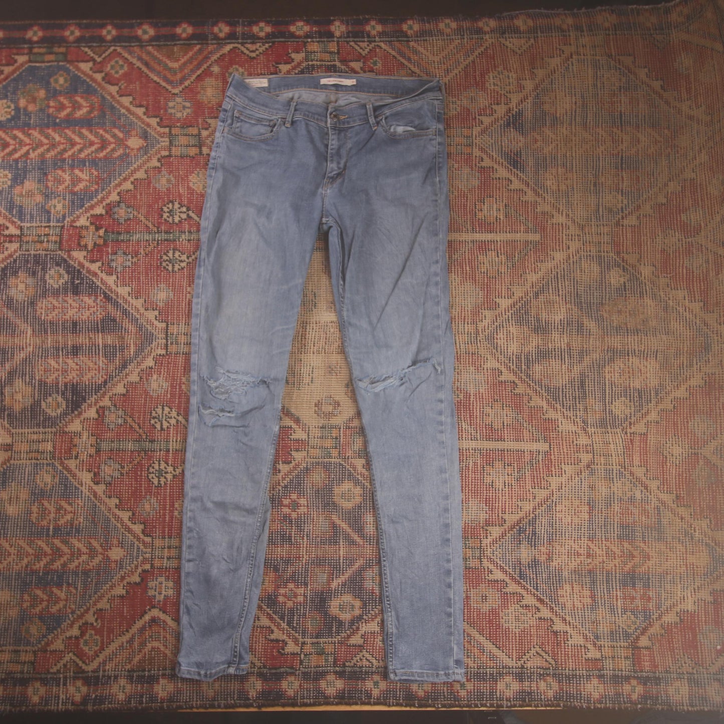 Levi's 710 W30 L30 Skinny Classic Ripped Style Blue Denim Jeans