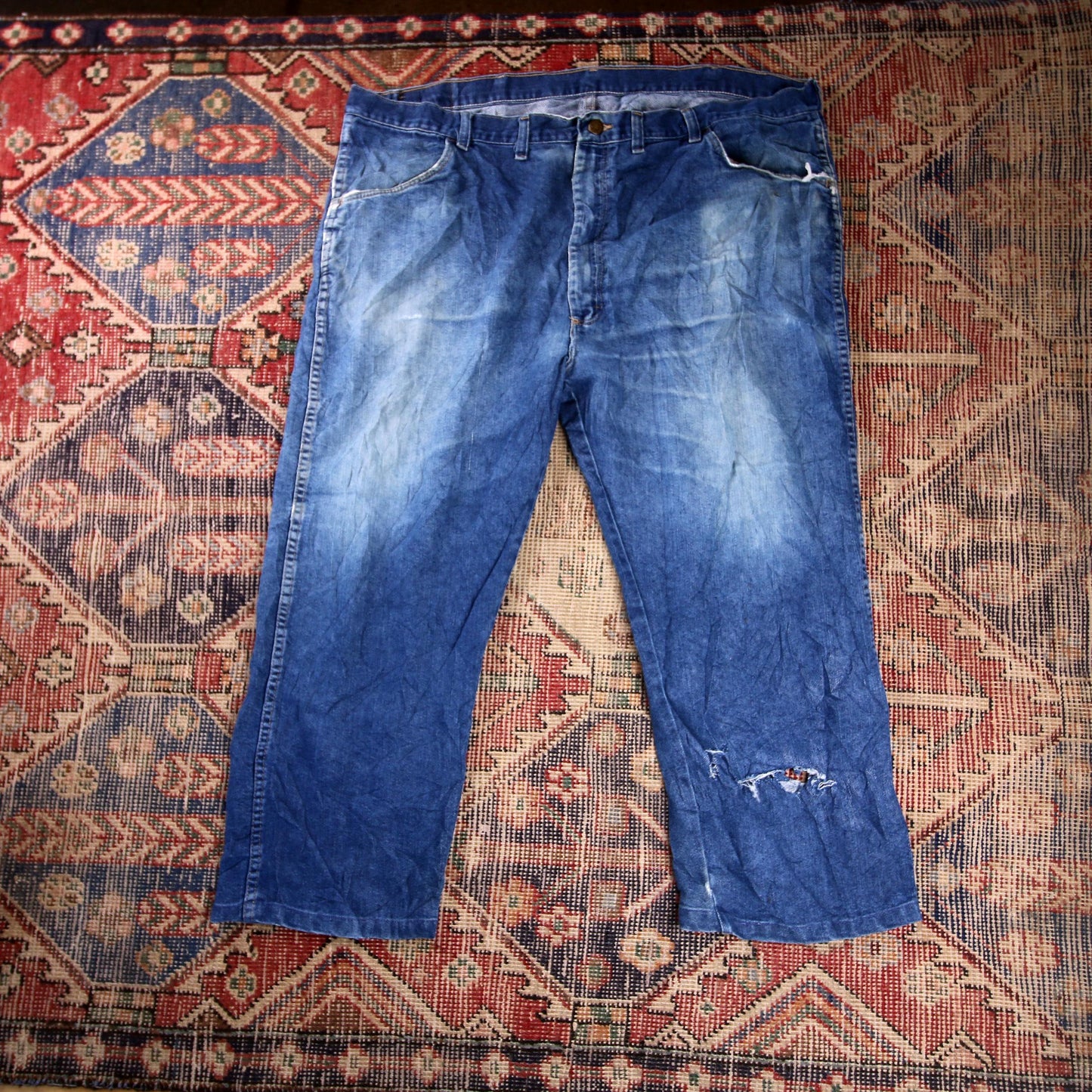 Wrangler W44 L23 Straight Leg Relaxed Fit Blue Denim Jeans