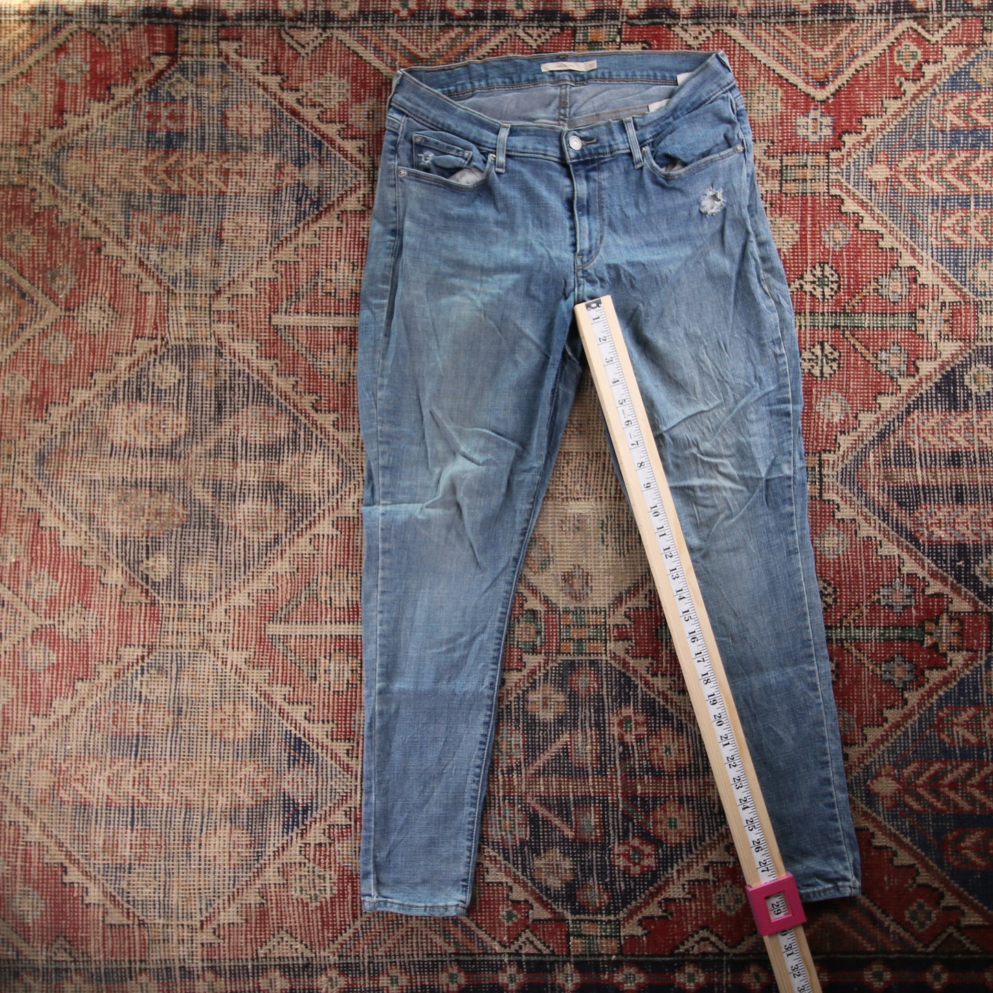 Levi's W32 L29 Skinny Classic Ripped Style Blue Denim Jeans