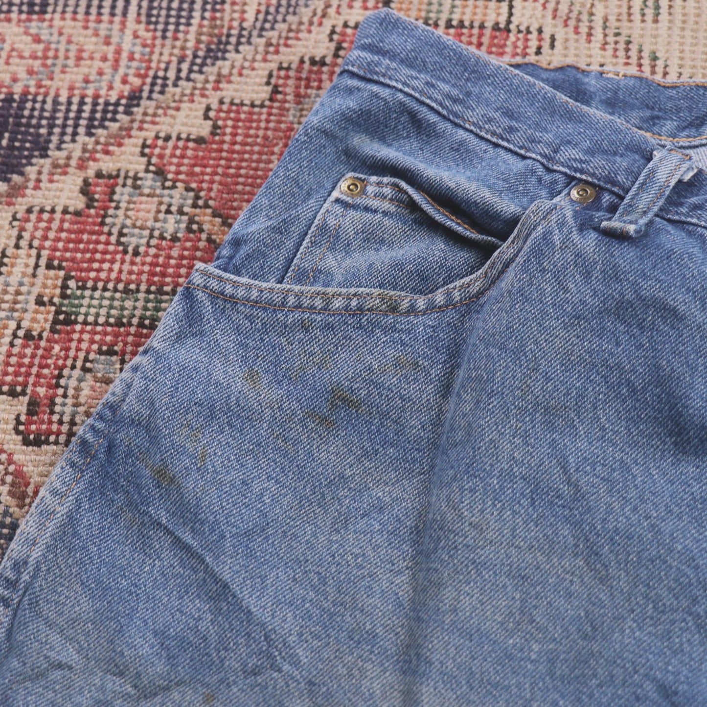 Wrangler W38 L30 Straight Leg Relaxed Fit Blue Denim Jeans