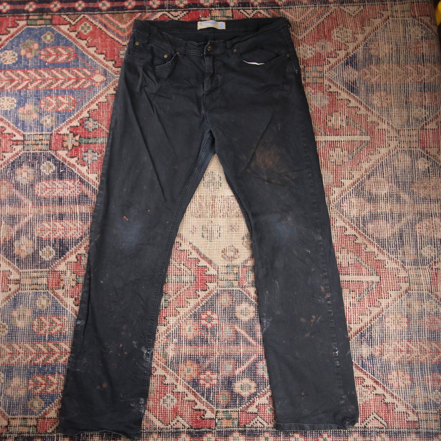 Wrangler W34 L30 Straight Leg Regular Fit Black Denim Trousers