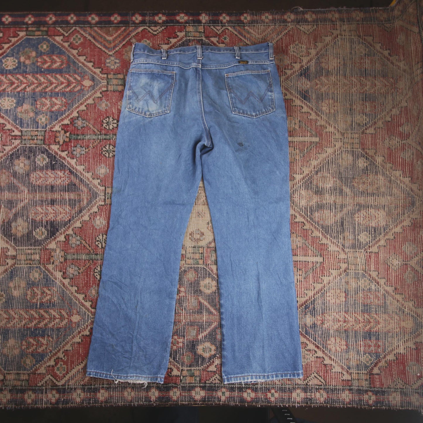 Wrangler W34 L29 Straight Leg Relaxed Fit Blue Denim Jeans