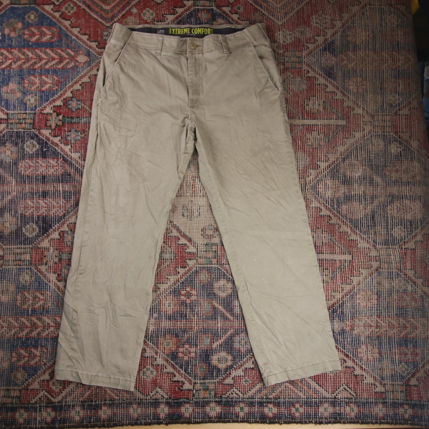 Lee W36 L27 Straight Leg Regular Fit Beige Denim Trousers