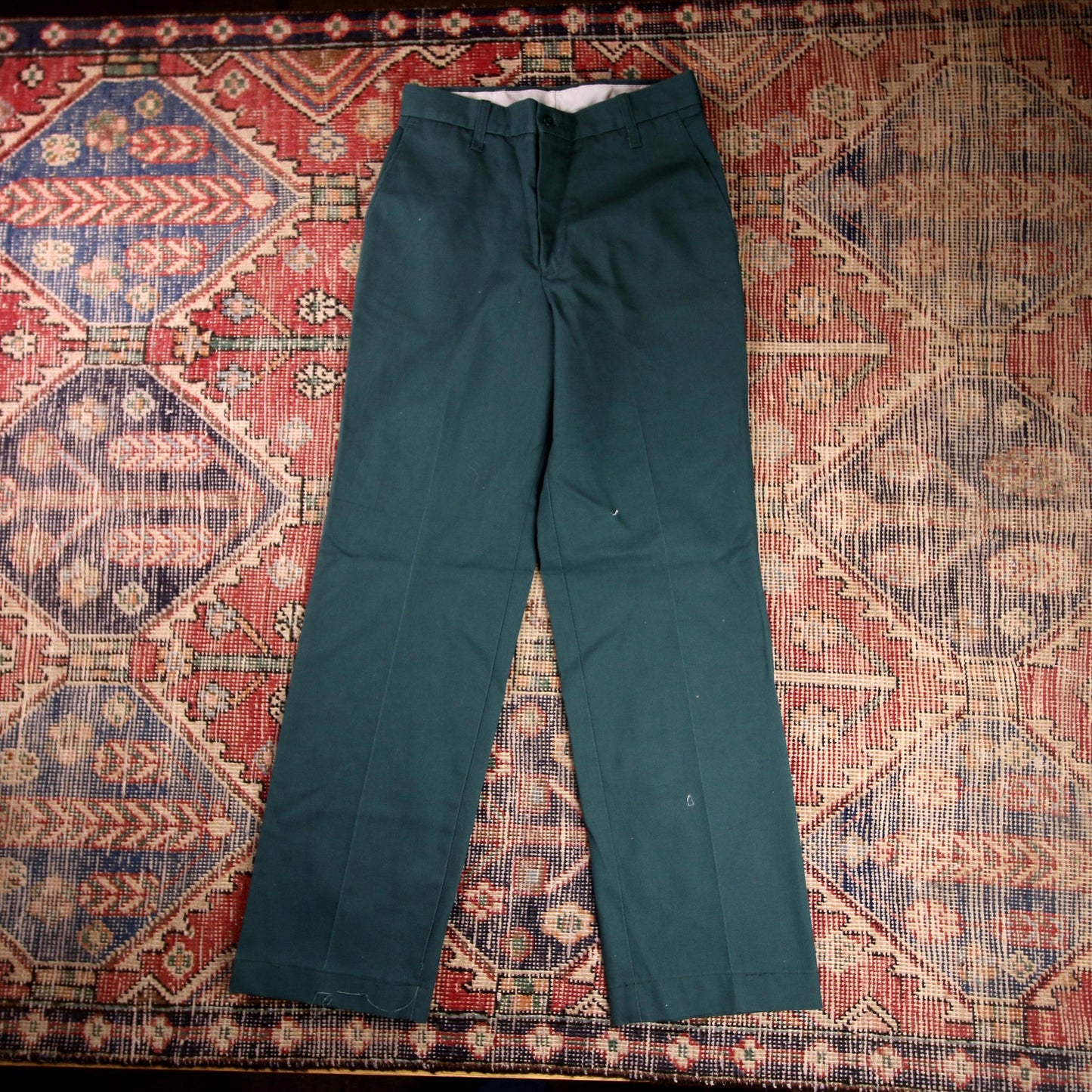 Dickies W26 L30 Straight Leg Green Cotton Blend Trousers