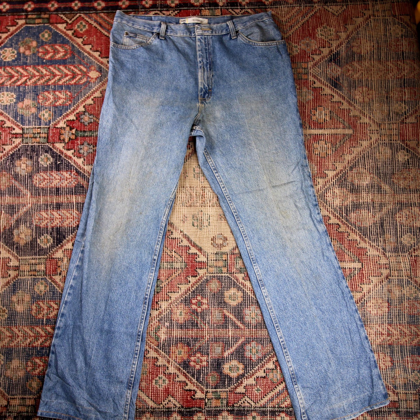 Lee W36 L32 Straight Leg Regular Fit Blue Denim Jeans