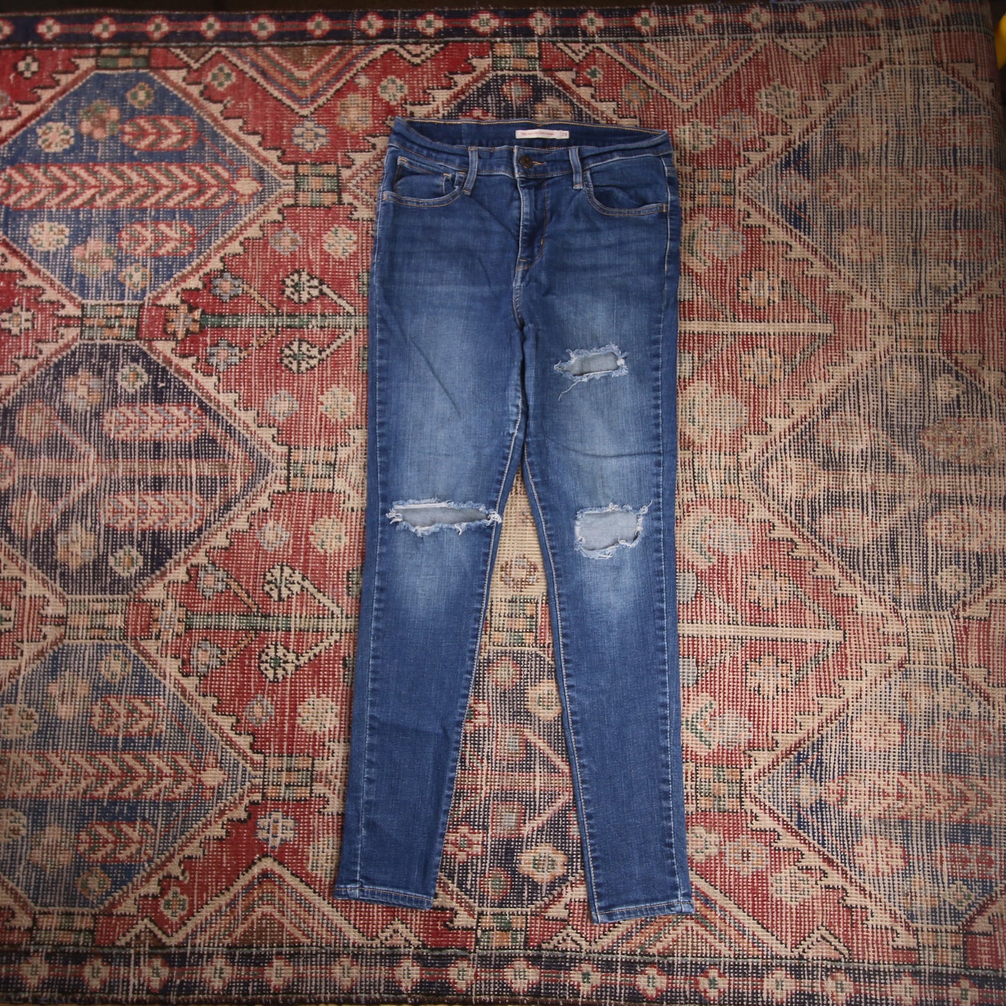 Levi's 720 W26 L26 Skinny Classic Ripped Style Blue Denim Jeans