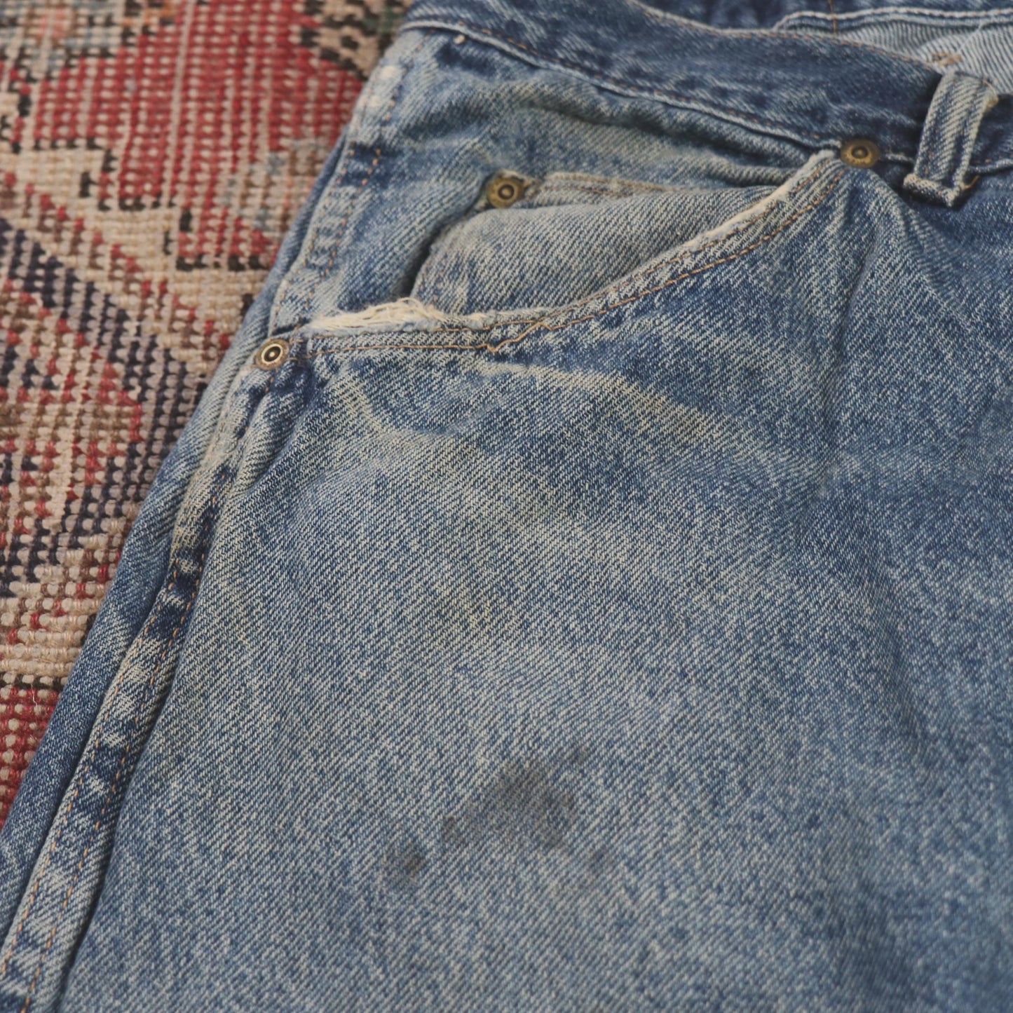 Wrangler W36 L28 Straight Leg Relaxed Fit Blue Denim Jeans