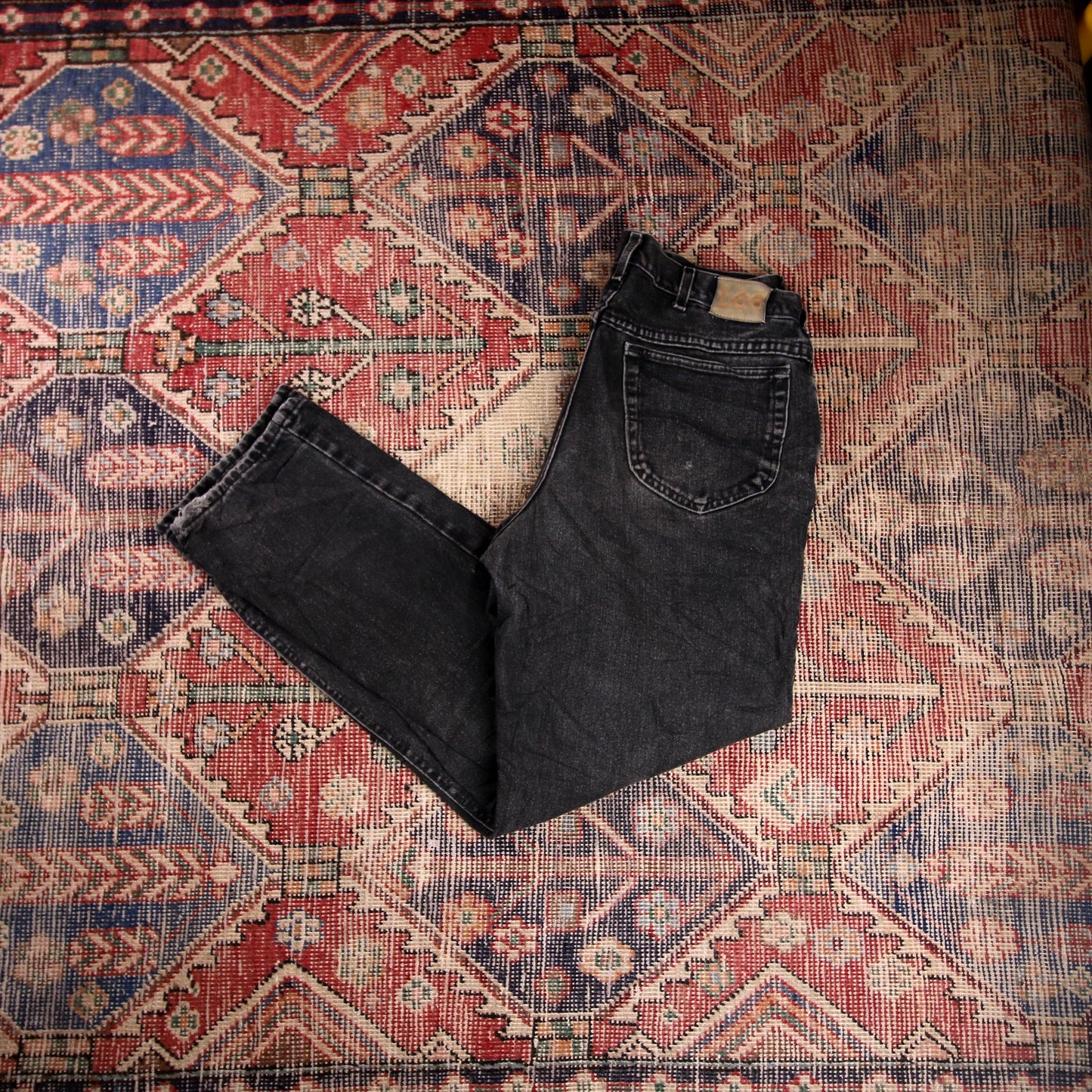 Lee W34 L30 Straight Leg Regular Fit Black Denim Jeans