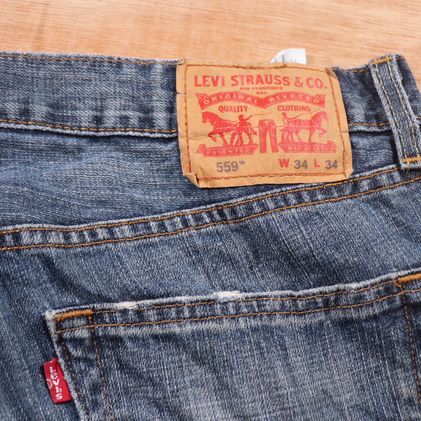 Levi's 559 Red Tab W36 L34 Straight Leg Relaxed Fit Blue Denim Jeans