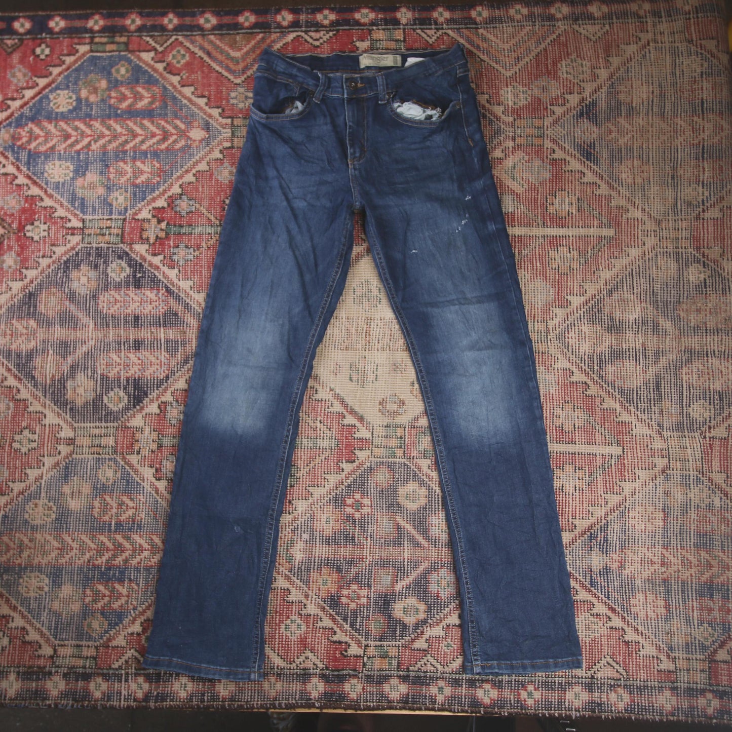 Wrangler W30 L31 Straight Leg Relaxed Fit Blue Denim Jeans