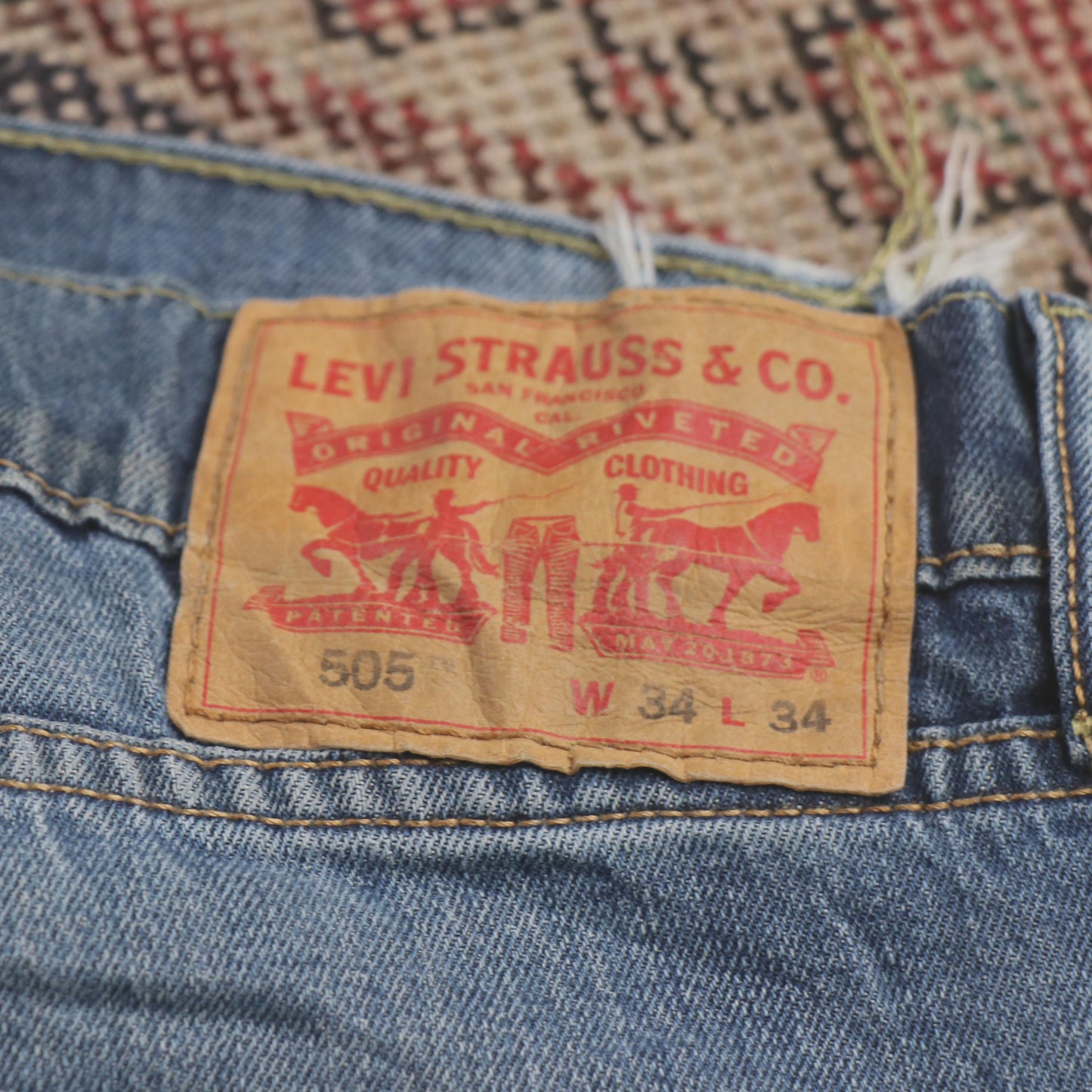 Levi's 505 W34 L32 Straight Leg Regular Fit Blue Denim Jeans