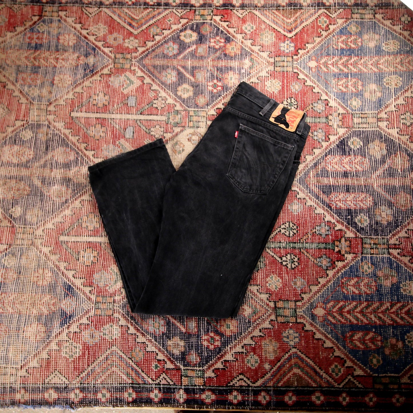 Levi's W36 L32 Straight Leg Loose Fit Black Denim Jeans