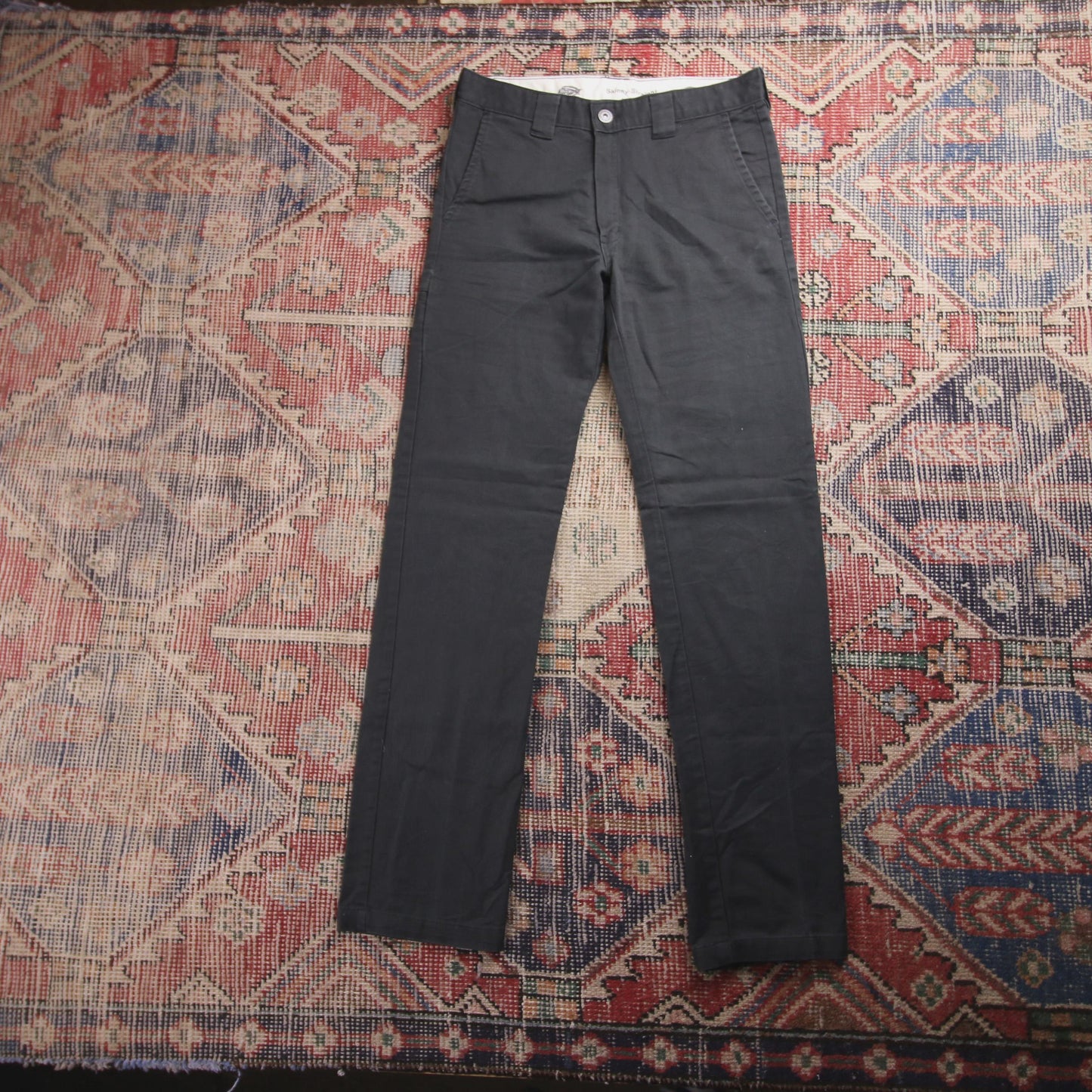 Dickies W28 L29 Skinny Straight Black Cotton Blend Trousers