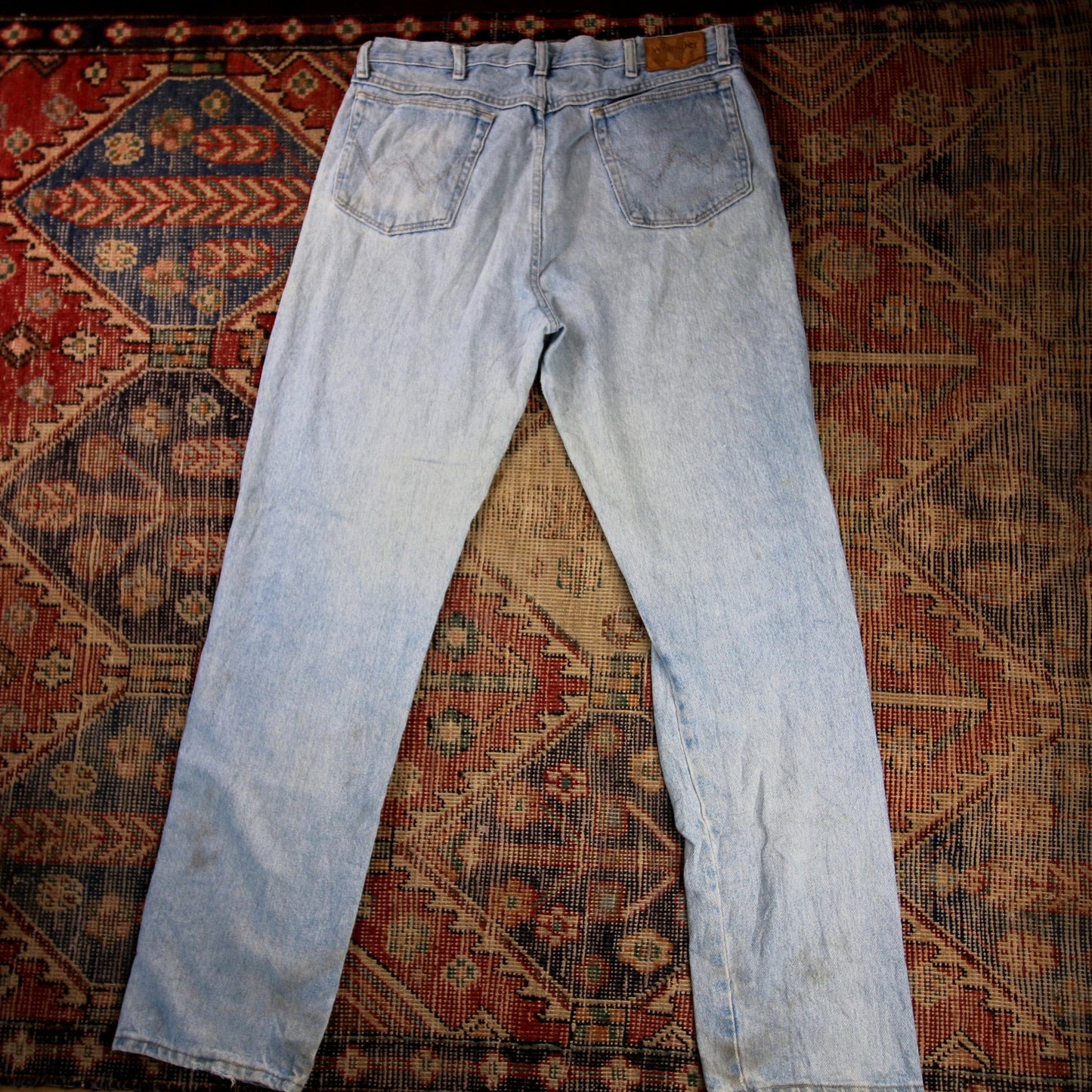 Wrangler W36 L33 Straight Leg Relaxed Fit Blue Denim Jeans