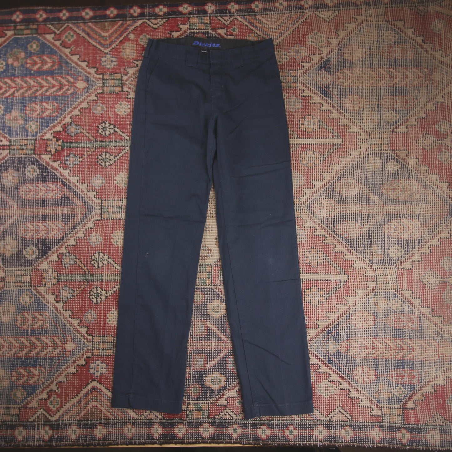 Dickies W28 L30 Straight Leg Blue Cotton Blend Trousers
