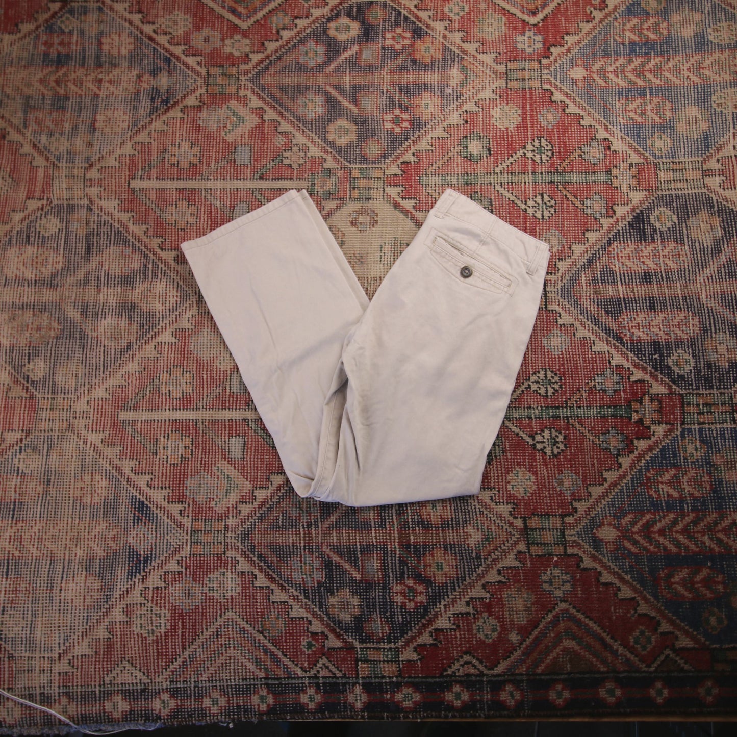 Levi's 505 W30 L27 Straight Leg Regular Fit White Cotton Blend Trousers