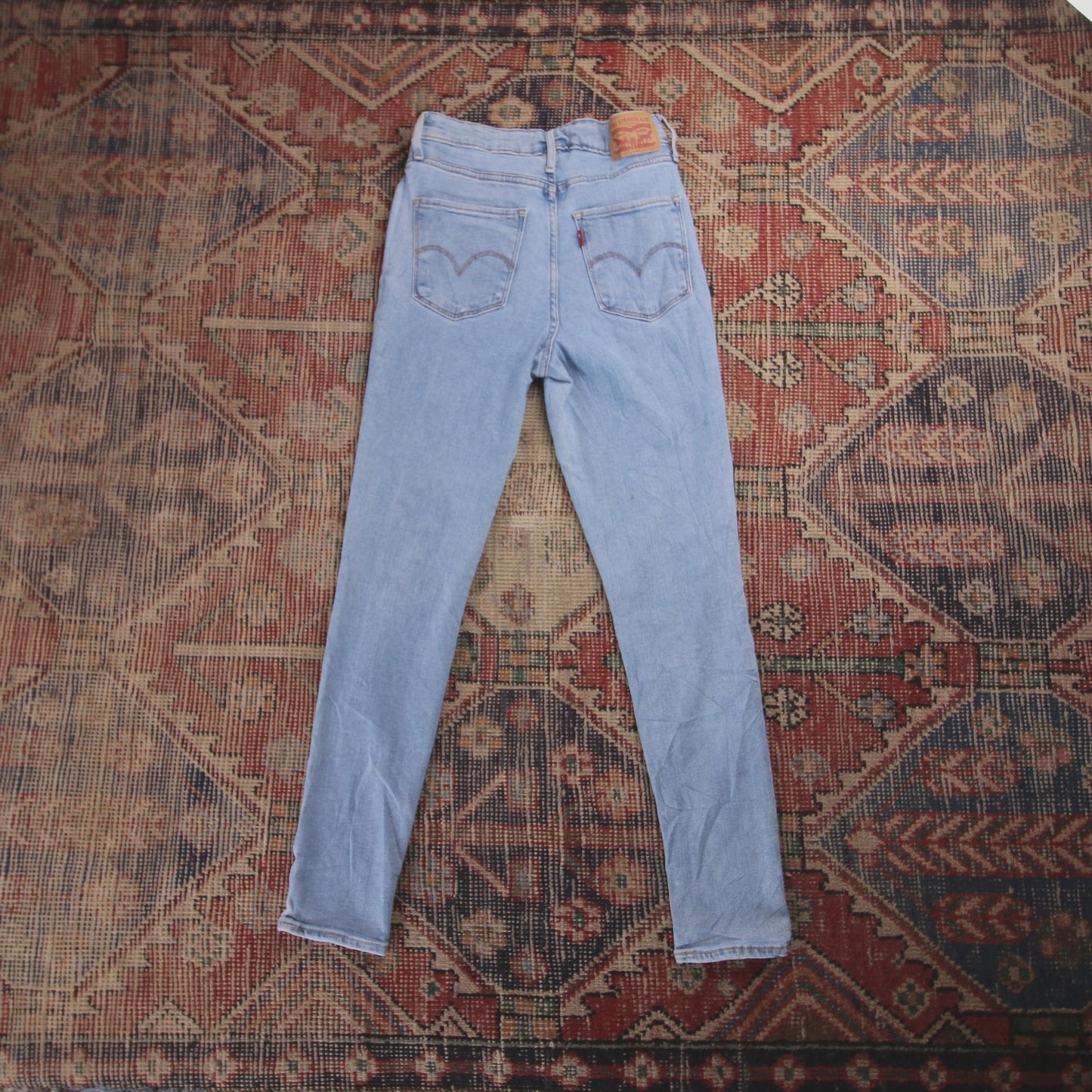 Levi's 721 W24 L25 Skinny Classic Ripped Style Blue Denim Jeans