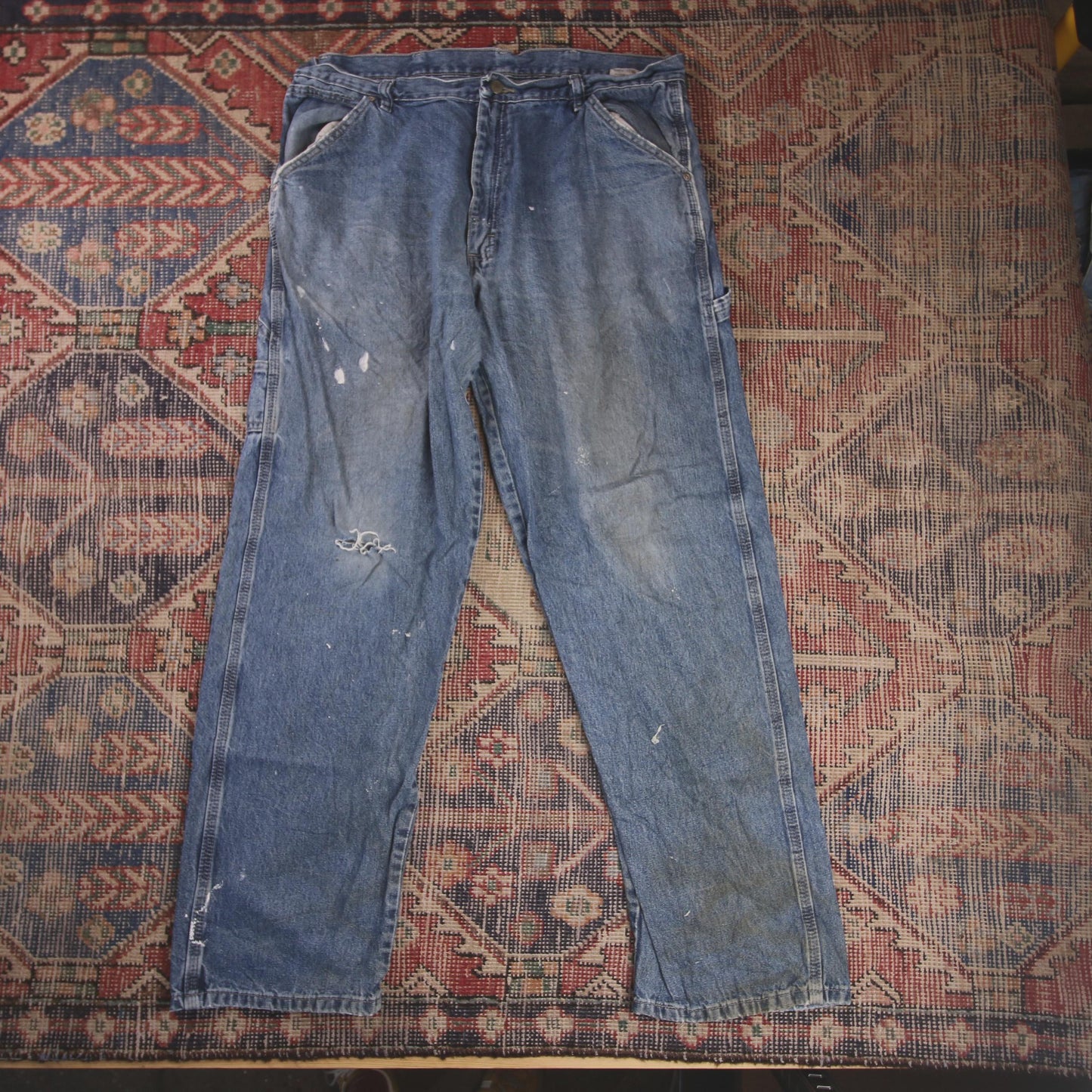 Wrangler W36 L31 Carpenter Classic Ripped Style Blue Denim Jeans