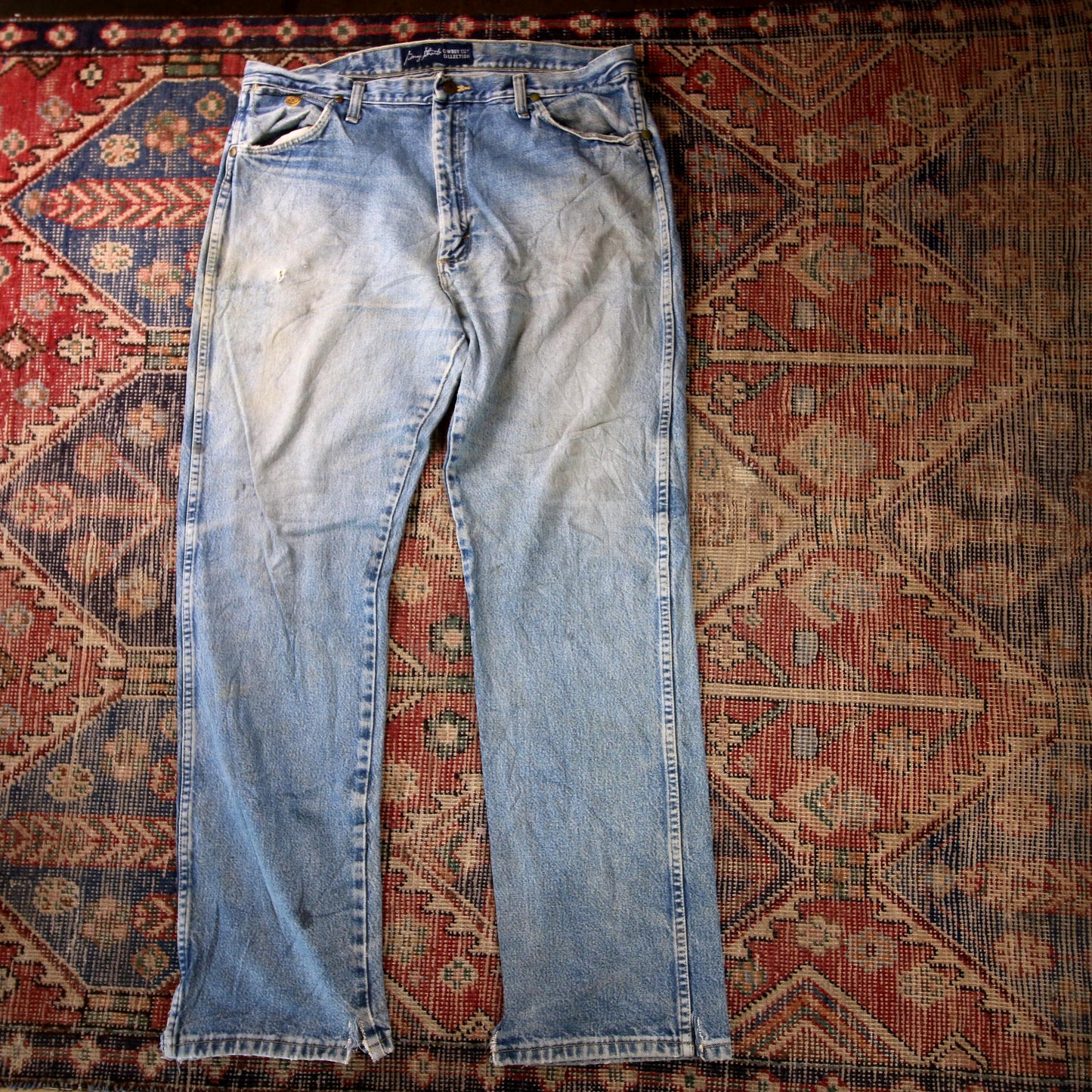 Wrangler W36 L32 Straight Leg Relaxed Fit Blue Denim Jeans