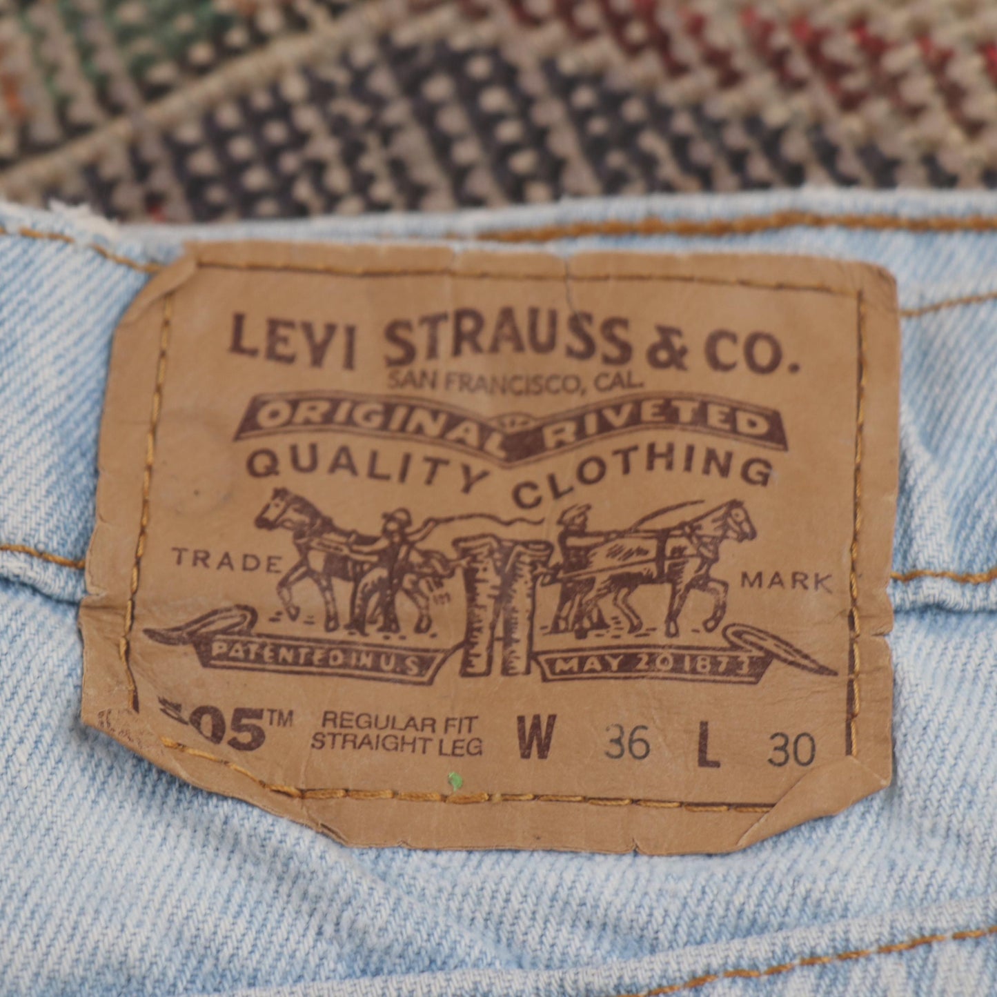 Levi's 505 Orange Tab W34 L29 Straight Leg Regular Fit Blue Denim Jeans
